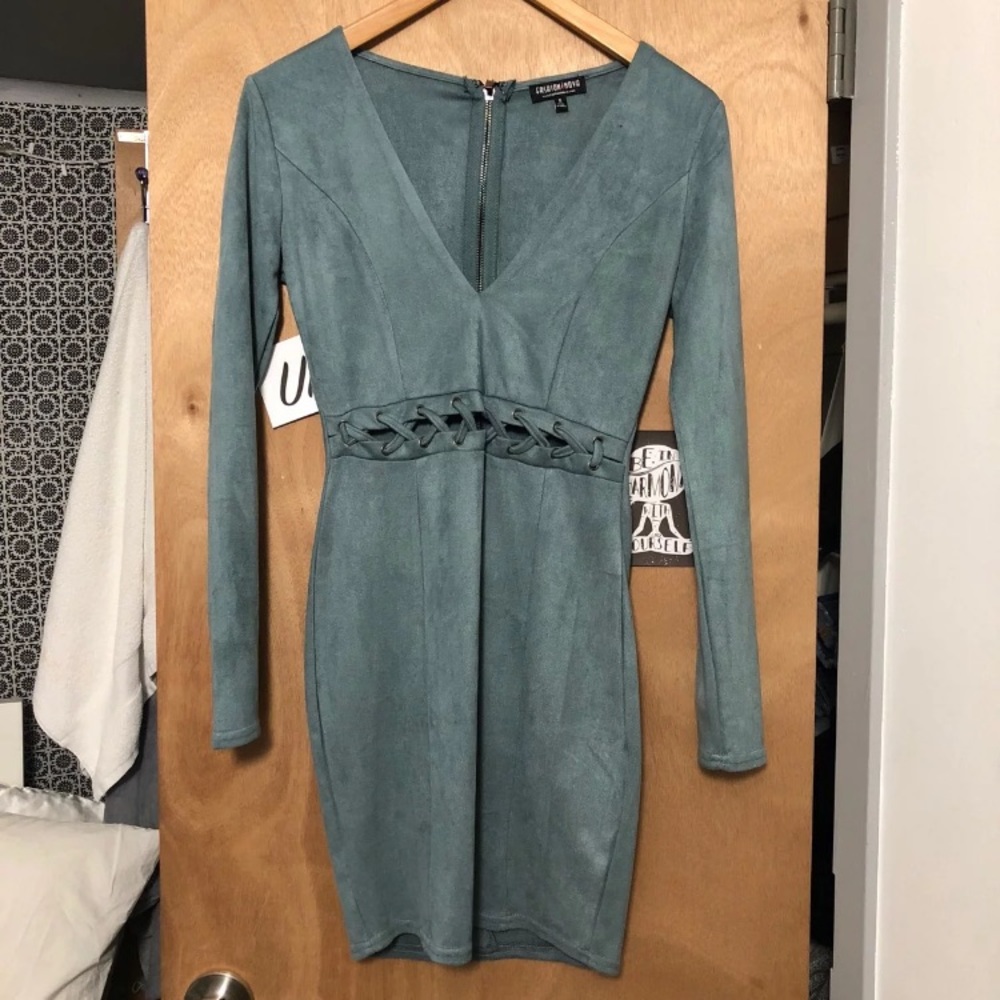 Blue Suede Dress - Picture 1 of 2